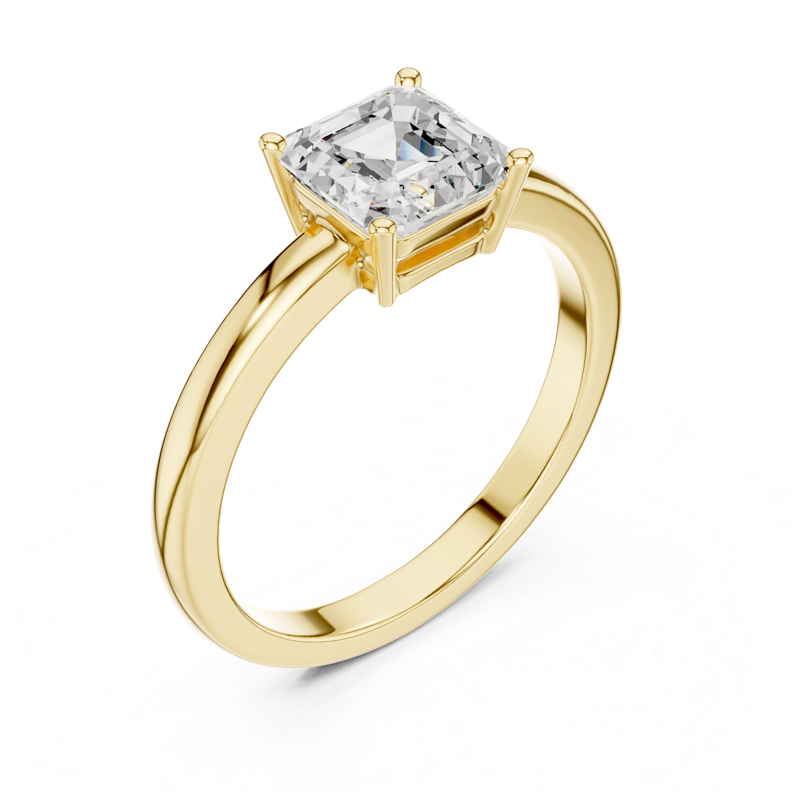 Classic Asscher Cut Solitaire Engagement Ring in Rose Gold