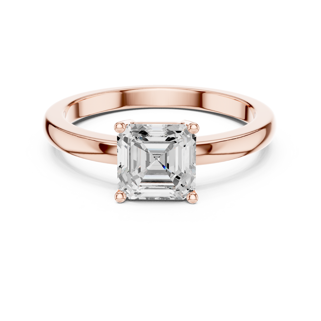 Classic Asscher Cut Solitaire Engagement Ring in Rose Gold