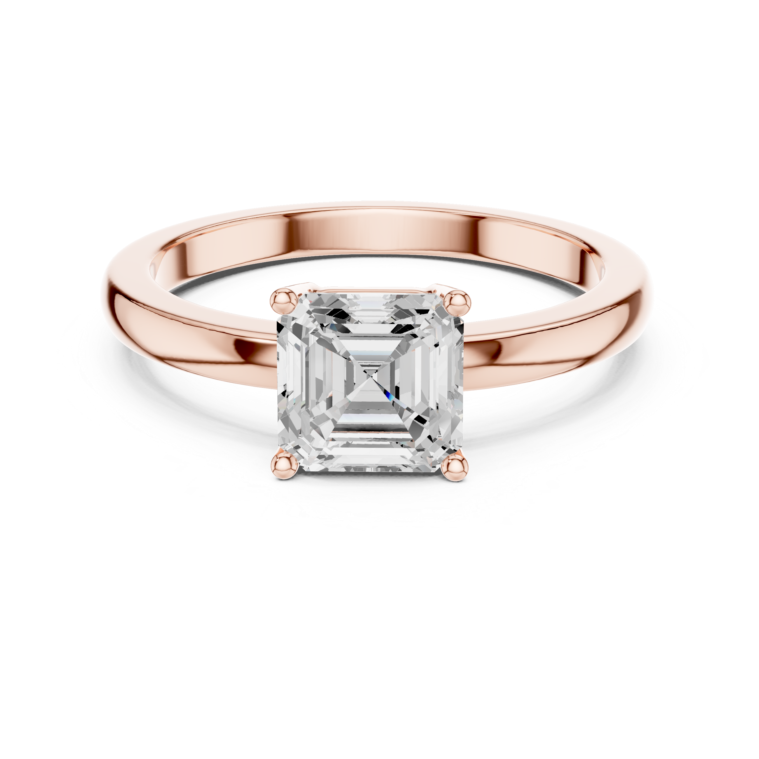Classic Asscher Cut Solitaire Engagement Ring in Rose Gold