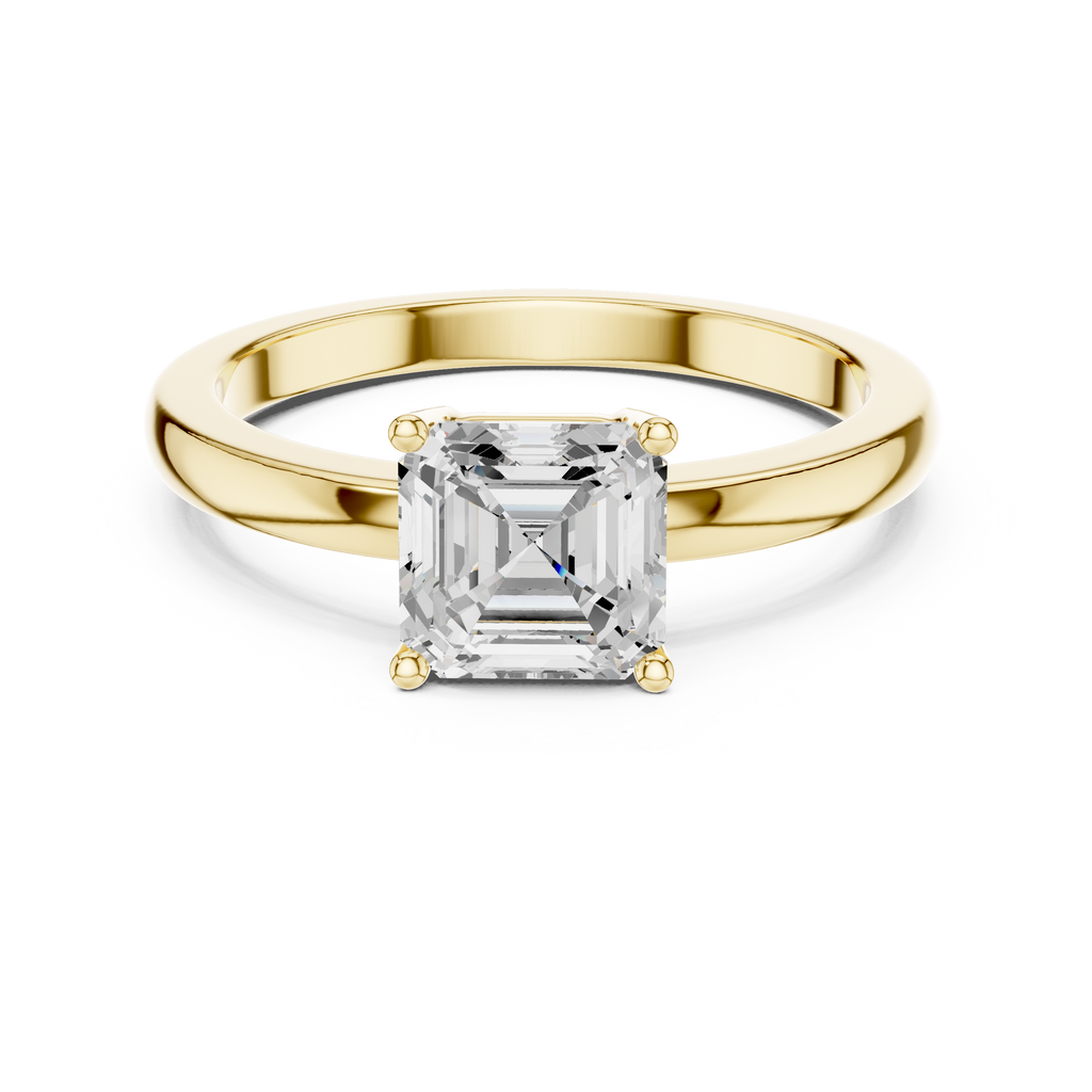 Classic Asscher Cut Solitaire Engagement Ring in Rose Gold