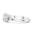 Asscher Cut Three Stone Engagement Ring with Baguette Side Stones