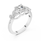 Vintage Asscher Cut Floral Diamond Engagement Ring in Rose Gold
