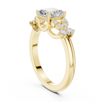 Vintage Asscher Cut Floral Diamond Engagement Ring in Rose Gold