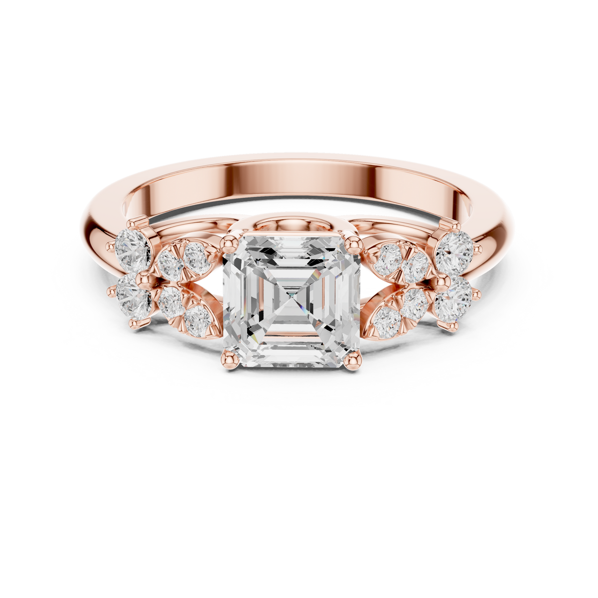 Vintage Asscher Cut Floral Diamond Engagement Ring – view 5 of 12, lab grown diamond ring | Jewelix Atelier