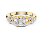 Vintage Asscher Cut Floral Diamond Engagement Ring in Rose Gold