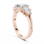 Five Stone Asscher & Emerald Cut Diamond Engagement Ring in Rose Gold