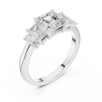 Five Stone Asscher & Emerald Cut Diamond Engagement Ring in Rose Gold