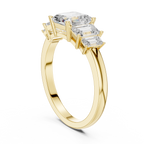 Five Stone Asscher & Emerald Cut Diamond Engagement Ring in Rose Gold