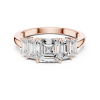 Five Stone Asscher & Emerald Cut Diamond Engagement Ring in Rose Gold