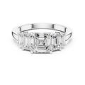 Five Stone Asscher & Emerald Cut Diamond Engagement Ring in Rose Gold