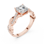 Twisted Asscher Cut Diamond Engagement Ring in Rose Gold