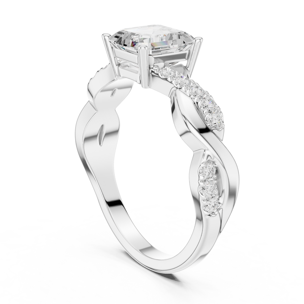 Twisted Asscher Cut Diamond Engagement Ring in Rose Gold