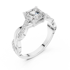 Twisted Asscher Cut Diamond Engagement Ring in Rose Gold