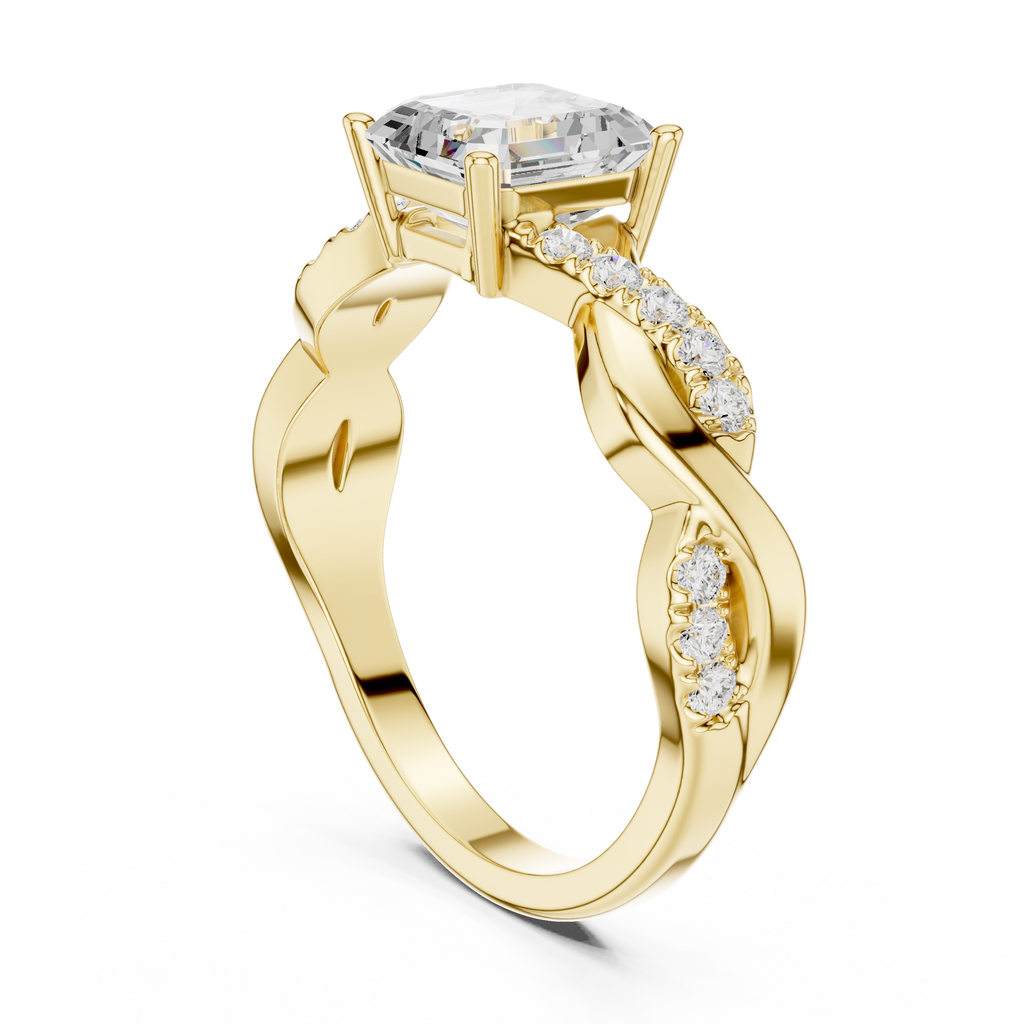 Twisted Asscher Cut Diamond Engagement Ring in Rose Gold