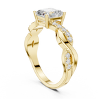 Twisted Asscher Cut Diamond Engagement Ring in Rose Gold