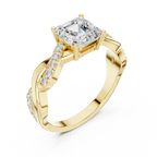 Twisted Asscher Cut Diamond Engagement Ring in Rose Gold
