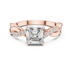 Twisted Asscher Cut Diamond Engagement Ring in Rose Gold