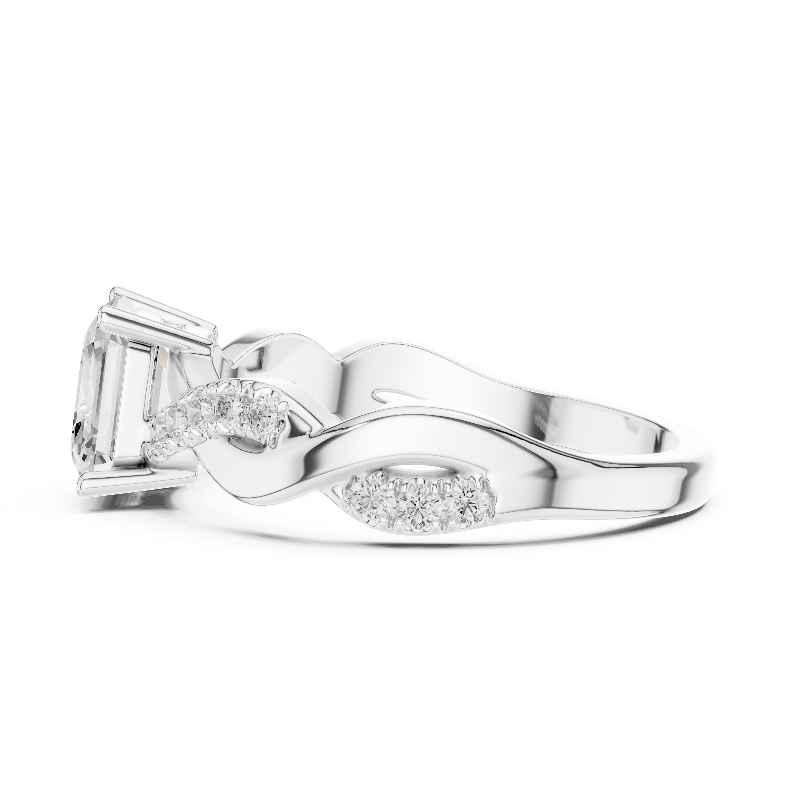 Twisted Asscher Cut Diamond Engagement Ring in Rose Gold