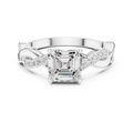 Twisted Asscher Cut Diamond Engagement Ring in Rose Gold
