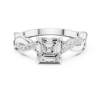 Twisted Asscher Cut Diamond Engagement Ring in Rose Gold