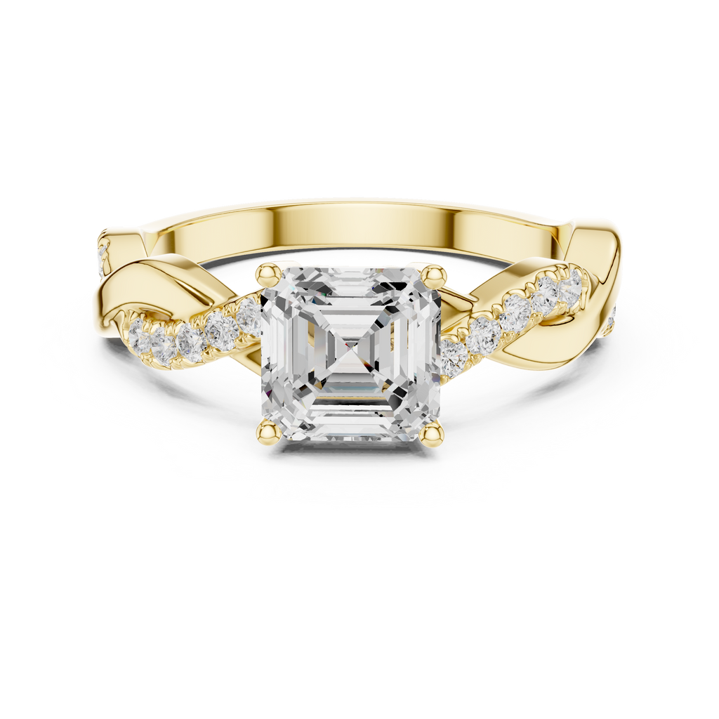 Twisted Asscher Cut Diamond Engagement Ring in Rose Gold