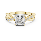 Twisted Asscher Cut Diamond Engagement Ring in Rose Gold