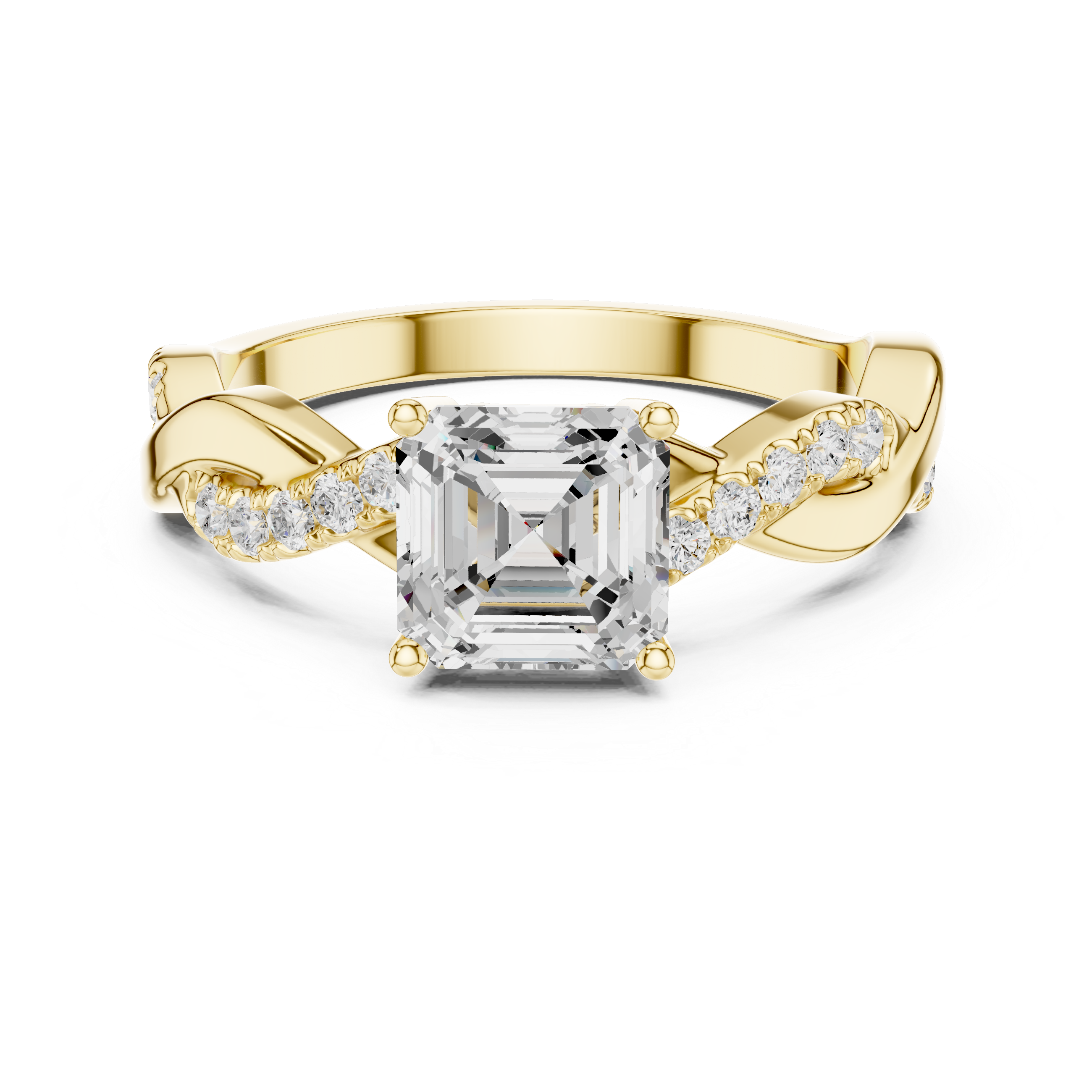 Twisted Asscher Cut Diamond Engagement Ring in Rose Gold