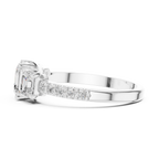 Three Stone Asscher Cut Diamond Engagement Ring with Pavé Band