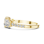 Three Stone Asscher Cut Diamond Engagement Ring with Pavé Band