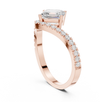 Split Shank Asscher Cut Diamond Engagement Ring with Pavé Band