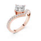 Split Shank Asscher Cut Diamond Engagement Ring with Pavé Band