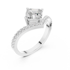 Split Shank Asscher Cut Diamond Engagement Ring with Pavé Band