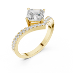 Split Shank Asscher Cut Diamond Engagement Ring with Pavé Band