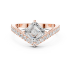 Split Shank Asscher Cut Diamond Engagement Ring with Pavé Band