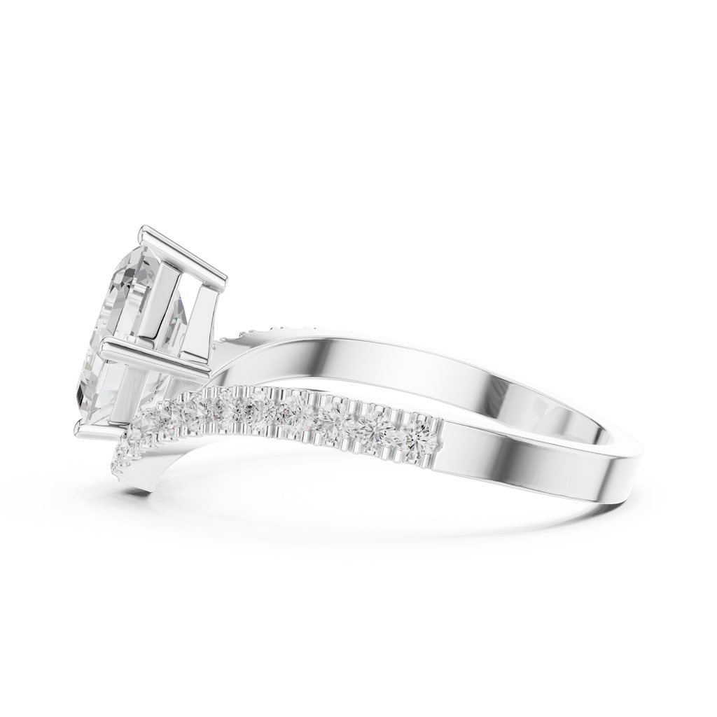 Split Shank Asscher Cut Diamond Engagement Ring with Pavé Band