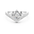Split Shank Asscher Cut Diamond Engagement Ring with Pavé Band