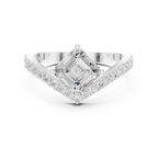 Split Shank Asscher Cut Diamond Engagement Ring with Pavé Band