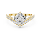 Split Shank Asscher Cut Diamond Engagement Ring with Pavé Band