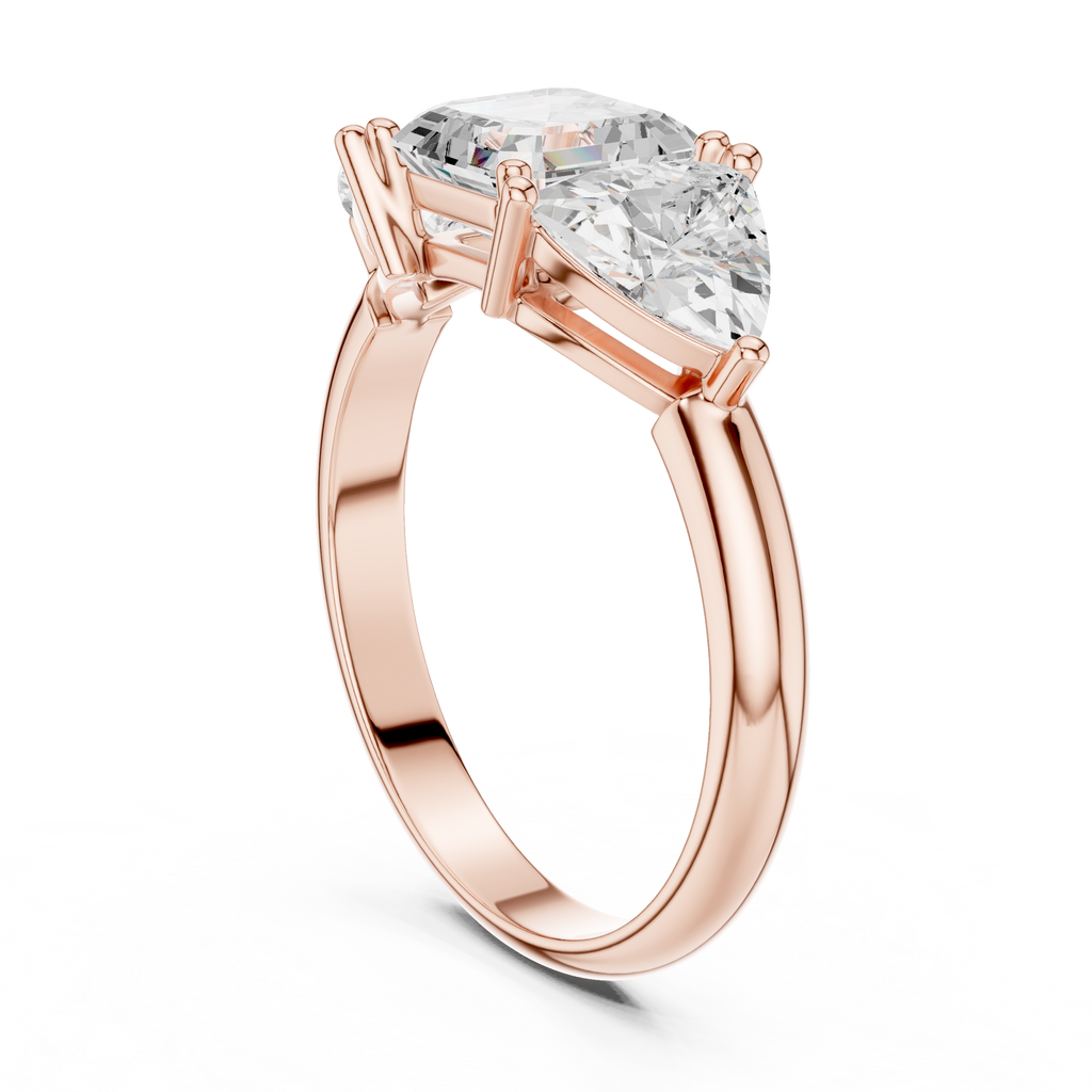 Three Stone Asscher & Trillion Cut Diamond Engagement Ring