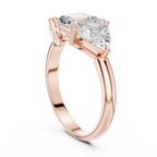 Three Stone Asscher & Trillion Cut Diamond Engagement Ring