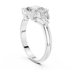 Three Stone Asscher & Trillion Cut Diamond Engagement Ring