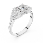 Three Stone Asscher & Trillion Cut Diamond Engagement Ring