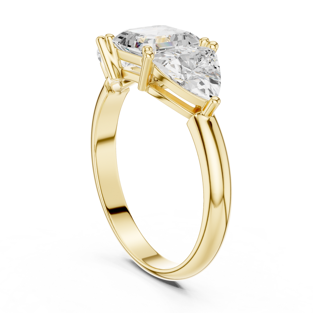 Three Stone Asscher & Trillion Cut Diamond Engagement Ring