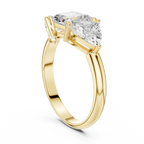 Three Stone Asscher & Trillion Cut Diamond Engagement Ring
