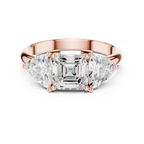 Three Stone Asscher & Trillion Cut Diamond Engagement Ring