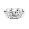 Three Stone Asscher & Trillion Cut Diamond Engagement Ring