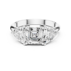 Three Stone Asscher & Trillion Cut Diamond Engagement Ring
