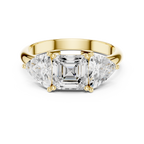 Three Stone Asscher & Trillion Cut Diamond Engagement Ring