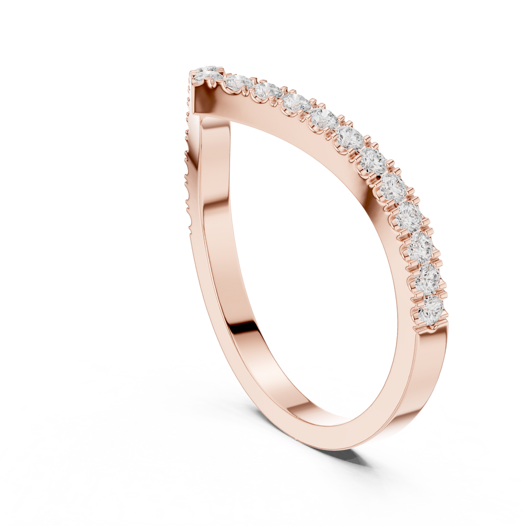 Chevron Diamond Wedding Band Ring in Rose Gold
