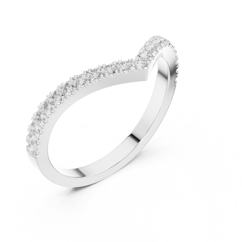Chevron Diamond Wedding Band Ring in Rose Gold